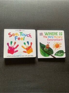 Books See, Touch, Feel & Where Is The Very Hungry Caterpillar?  Corners W/ Flaws